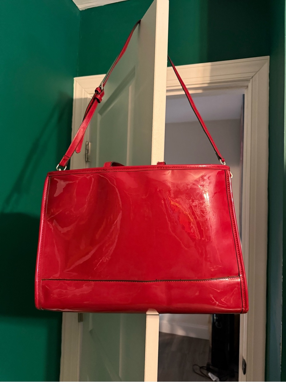 Who What Wear Glossy Red Tote Shoulder Bag